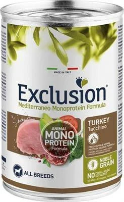 mangime umido per cani EXCLUSION MEDIT NOBLE UM TACCHINO GR 400
