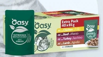 Cibo Umido Per Gatti OASY ORIGINAL MULTIPACK STERILIZED SELEZIONE CARNE 40 X 85 GR