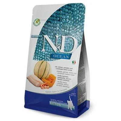MANGIME SECCO PER GATTI ND CAT OCEAN KITTEN MERLUZZO/ZUCCA/GAMBI/MELONE KG 1,5