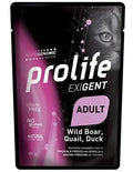 Cibo Umido Per Gatti PROLIFE CAT UM EXIGENT BUSTE CINGHIALE/QUAGLIA/ANATRA 12 X GR 85 NEW